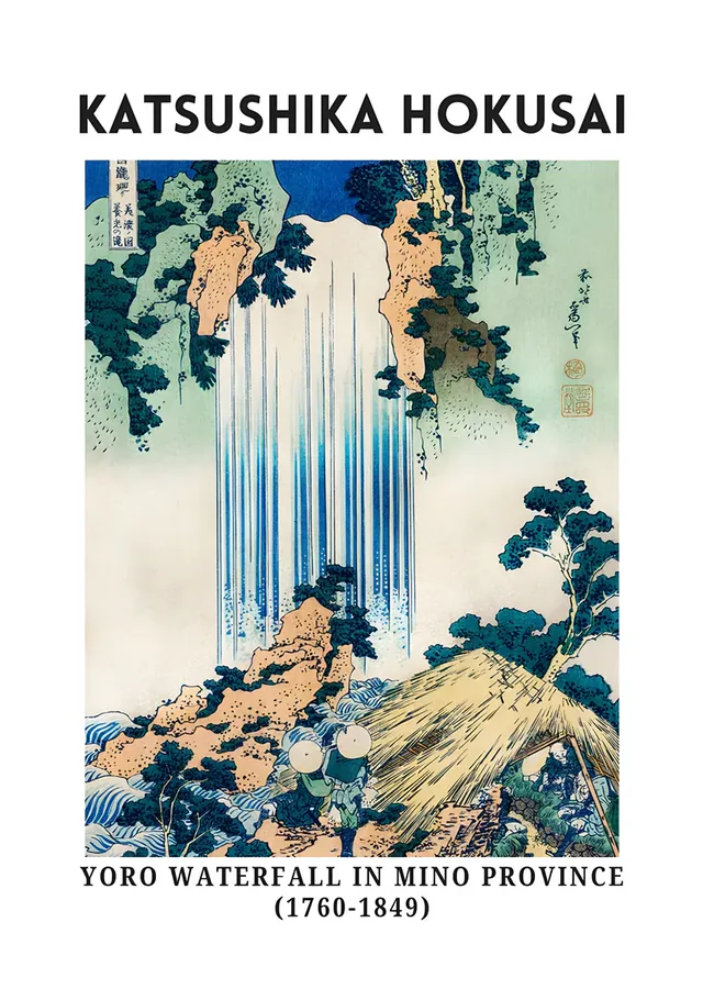Mino Eyaletinde Yoro Şelalesi - Katsushika Hokusai metal tablo