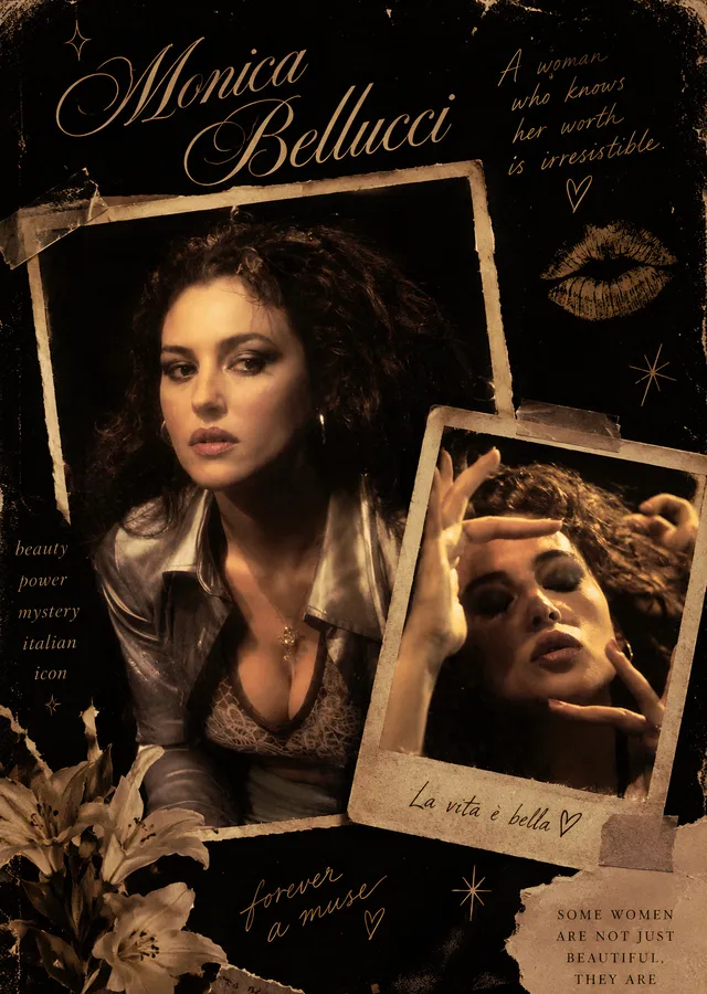 Monica Bellucci: Polaroid Kolaj metal tablo