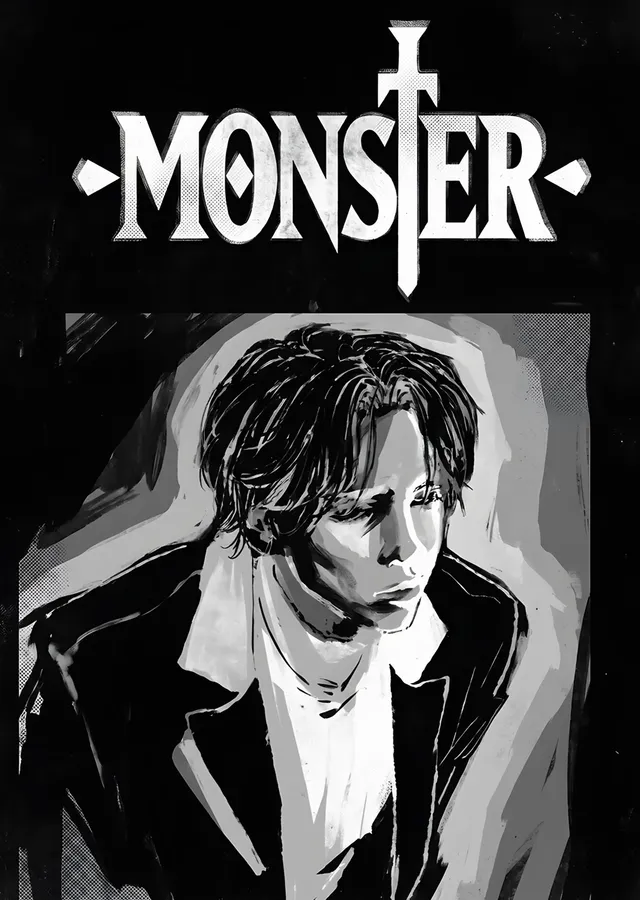 Monster: Siyah Beyazda Sarışın Genç Portresi metal tablo