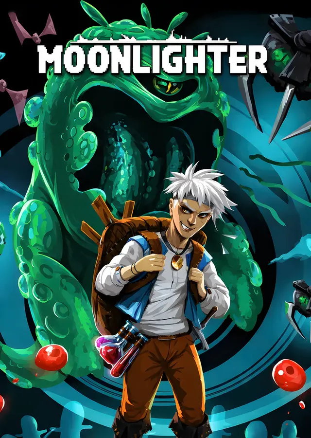 Moonlighter: Turkuaz Dokunaçların Önünde Dükkâncı metal tablo