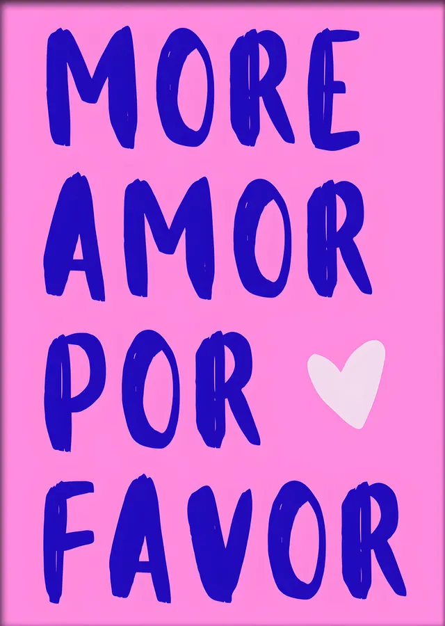 More Amor Por Favor Lacivert metal tablo