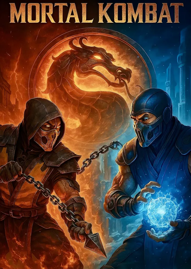 Mortal Kombat Ateş ve Buz Düellosu metal tablo