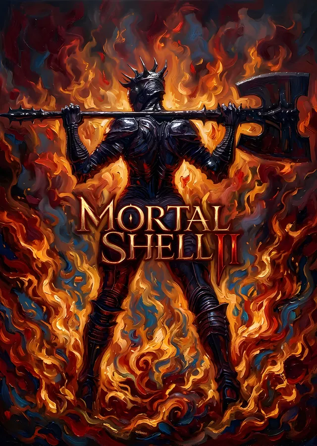 Mortal Shell II: Alev Duvarında Taçlı Figür metal tablo