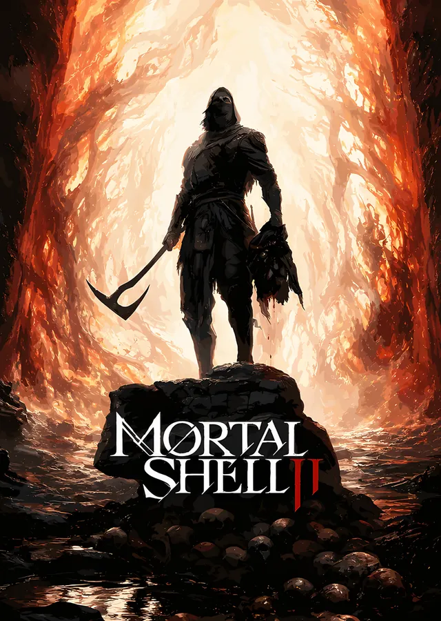 Mortal Shell II: Alev Mağarasında Baltalı Silüet metal tablo