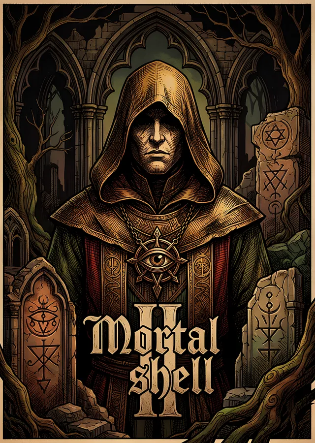 Mortal Shell II: Altın Nişli Kapüşonlu Rahip metal tablo