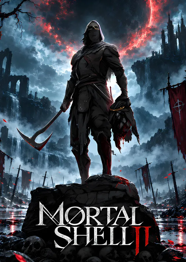 Mortal Shell II: Harabede Tırpanlı Kapüşonlu metal tablo