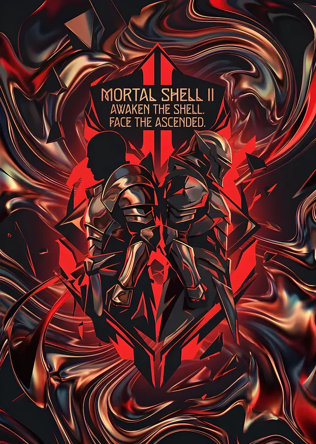 Mortal Shell II: Kızıl Simetride Zırhlı Figür metal tablo