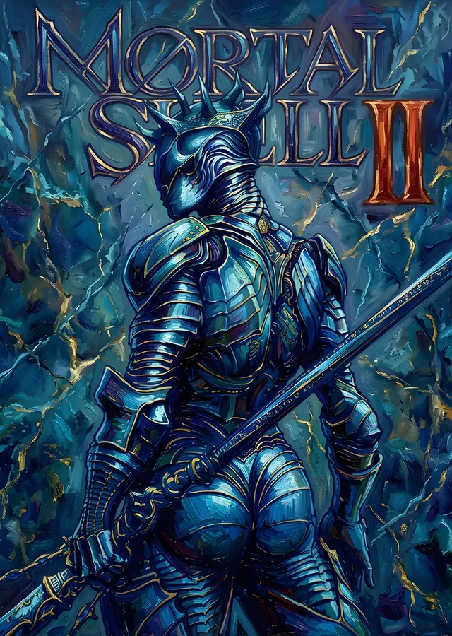Mortal Shell II: Mavi Yağlı Boyada Şövalye metal tablo