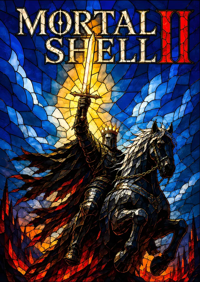 Mortal Shell II: Vitrayda Atlı Savaşçı metal tablo