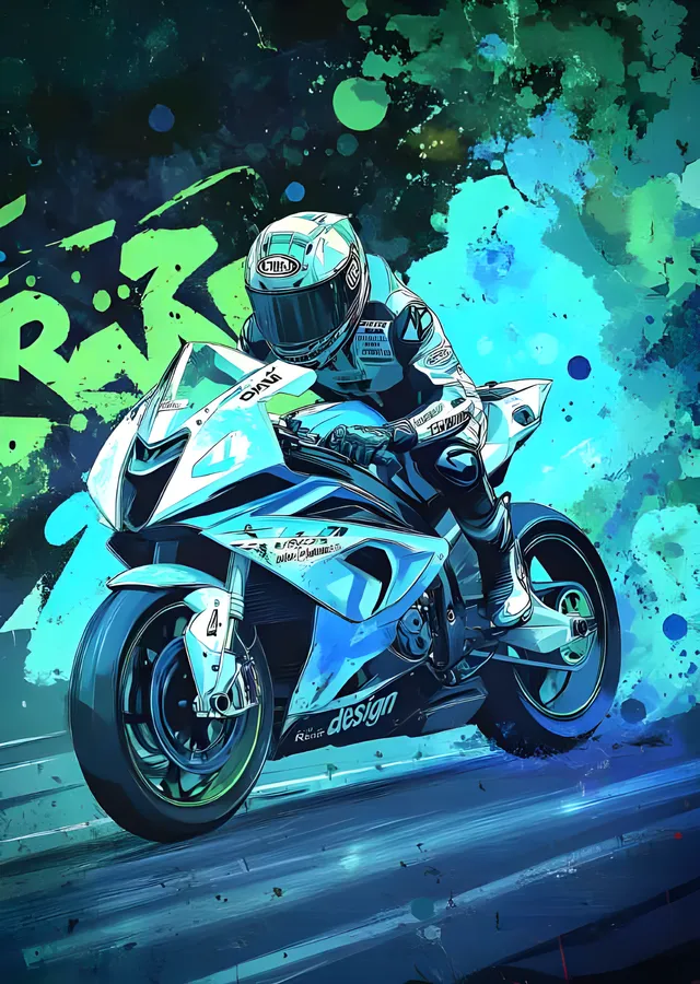 MotoGP 4 Numara - Turkuaz Boya Yorumu metal tablo