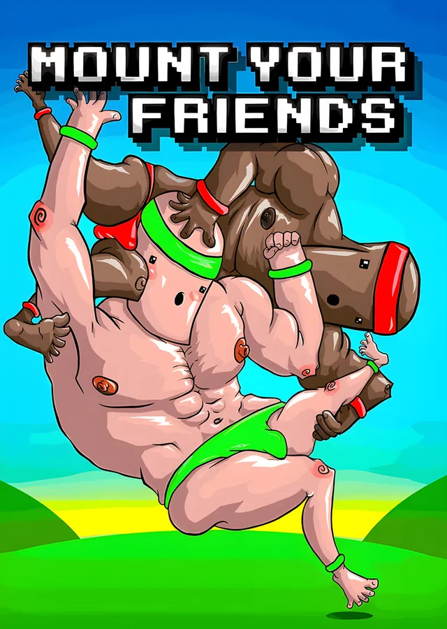 Mount Your Friends: Yeşil Tepede Üst Üste Figürler metal tablo