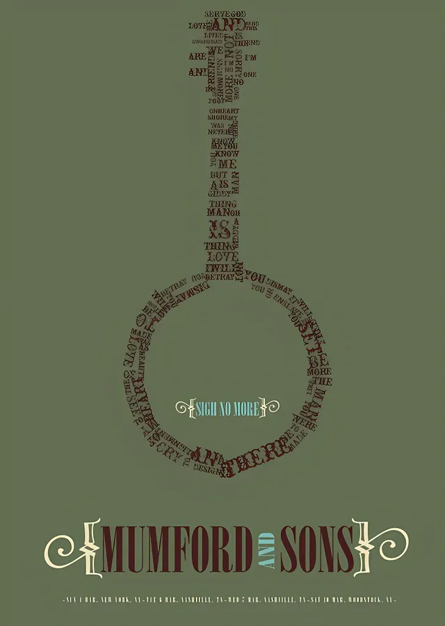 Mumford & Sons - Banjo Tipografi metal tablo