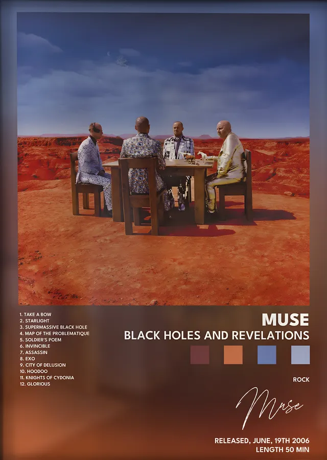 Muse: Black Holes and Revelations (Çöl Masası) metal tablo