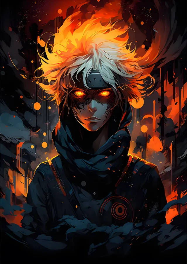 Naruto - Alev Saç ve Kor Bakış metal tablo