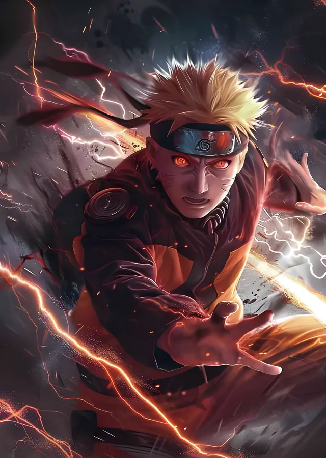 Naruto - Turuncu Şimşek Hücumu metal tablo