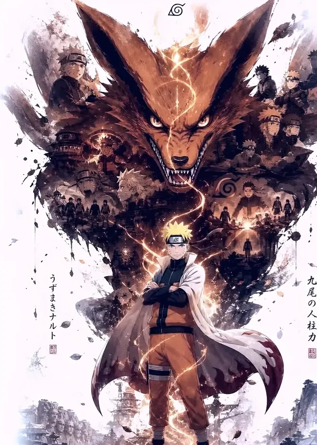Naruto - Kurama Jinchuriki Mürekkep metal tablo