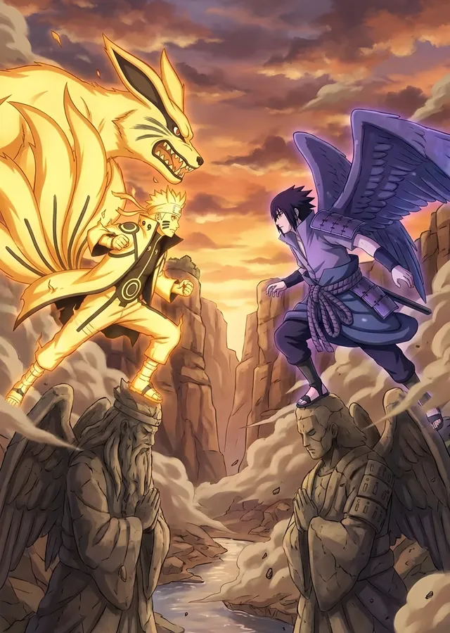 Naruto ve Sasuke - Kurama ve Susanoo metal tablo