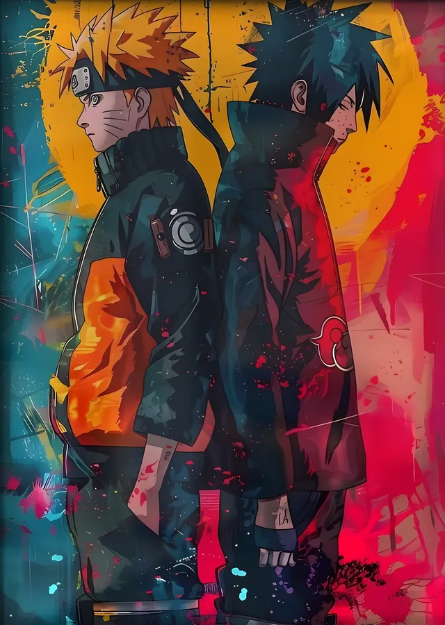 Naruto ve Sasuke metal tablo