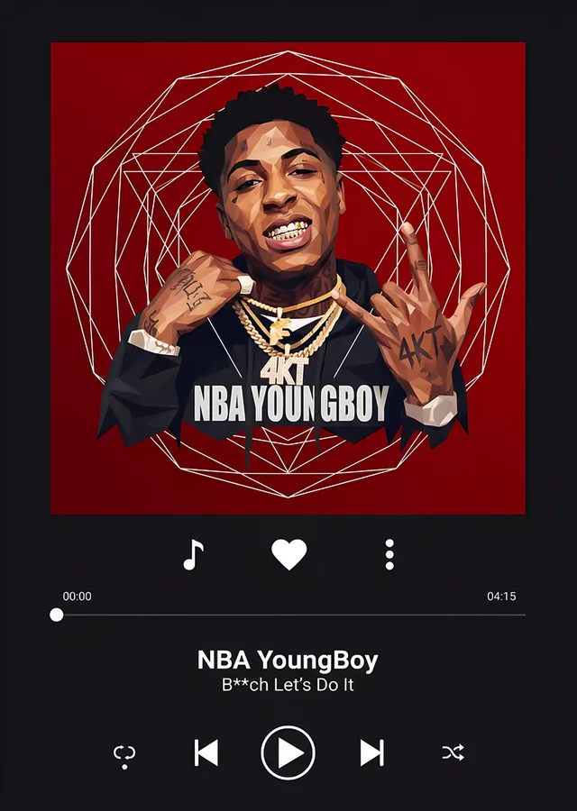 NBA YoungBoy - Müzik Çalar Arayüzü metal tablo