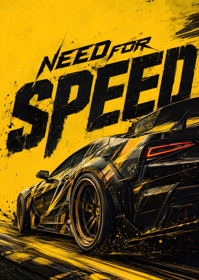 Need for Speed - Sarı Zemin metal tablo