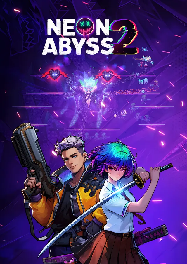 Neon Abyss 2: Mor Zeminde Silahlı İkili metal tablo