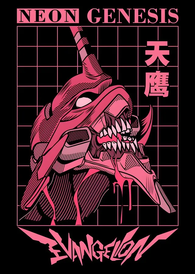 Neon Genesis Evangelion - Neon Pembe Eva metal tablo