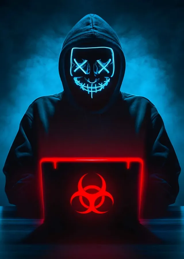 Neon Maskeli Hacker: Kırmızı Uyarı metal tablo