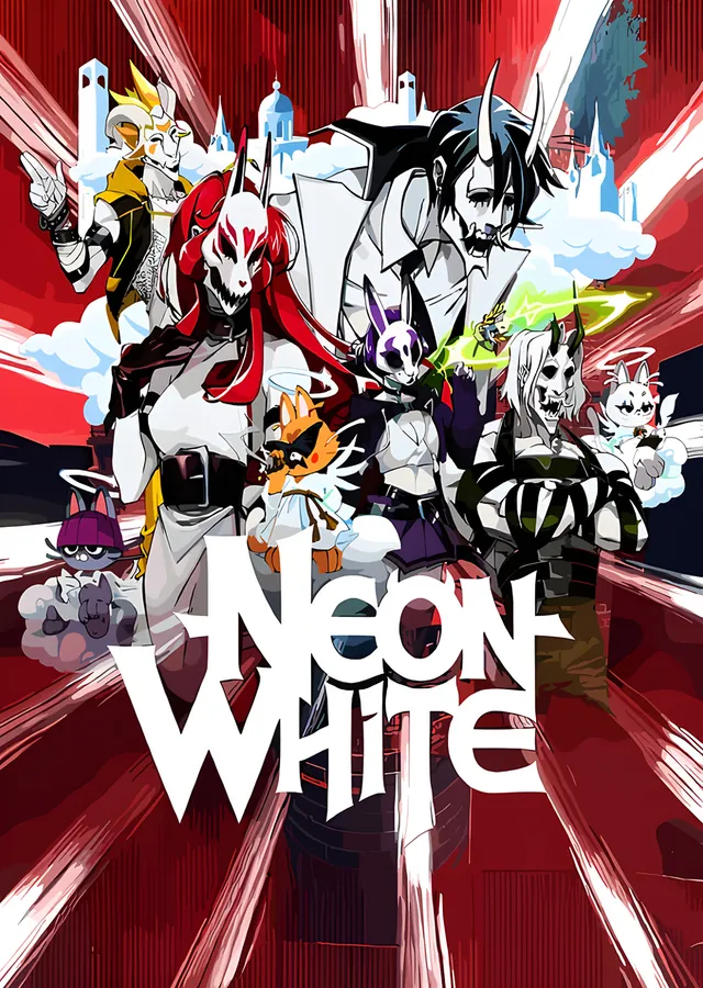 Neon White: Kırmızı Işınlarda Maskeli Kadro metal tablo