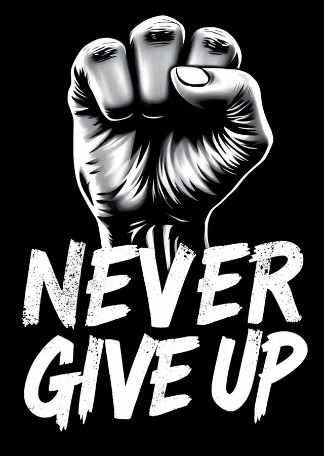 Never Give Up - Yumruk metal tablo