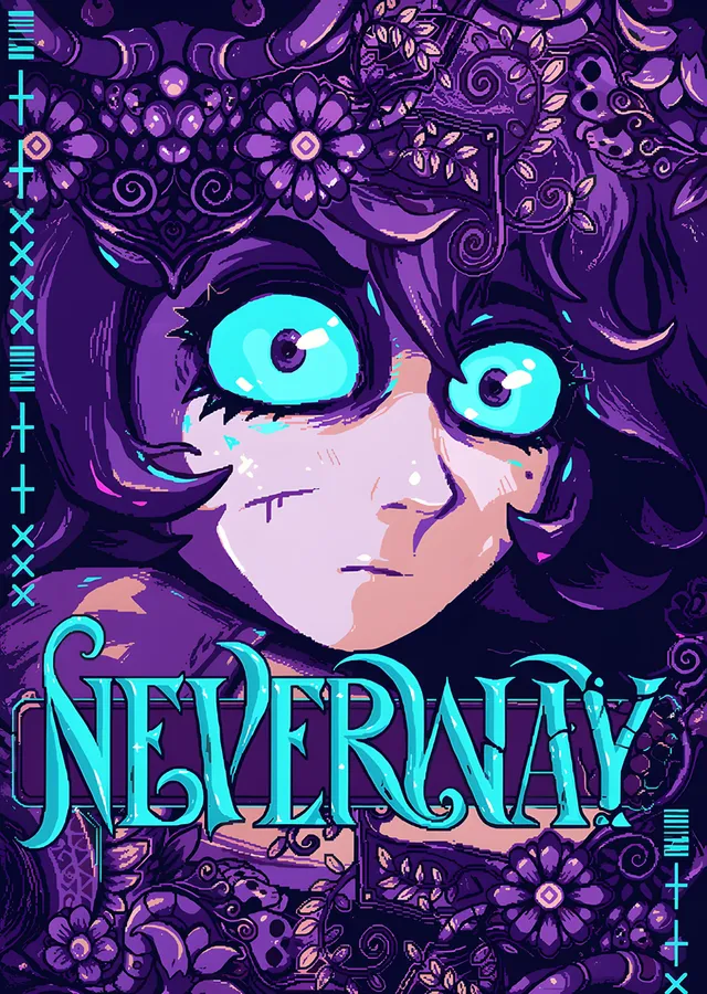 Neverway: Mor Çiçeklerde Turkuaz Gözlü Portre metal tablo