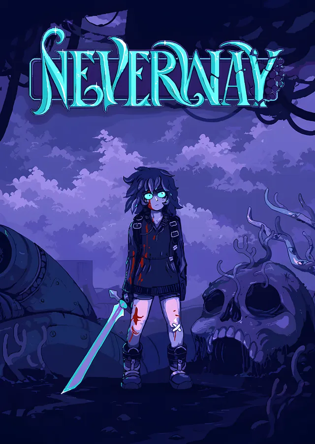 Neverway: Mor Zeminde Kılıçlı Karakter metal tablo