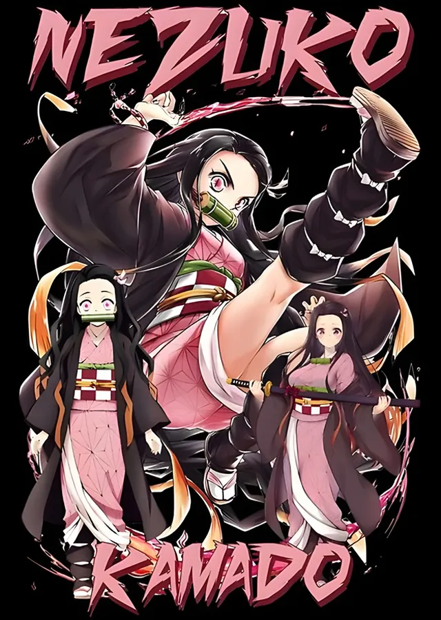 Nezuko Kamado Üçlü Poz metal tablo