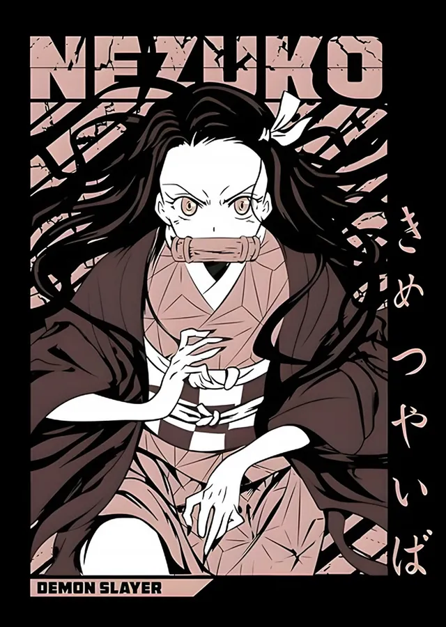 Nezuko Sepya Portre metal tablo