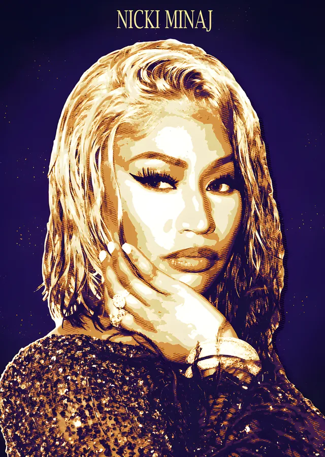 Nicki Minaj: Altın Tonlu Portre metal tablo