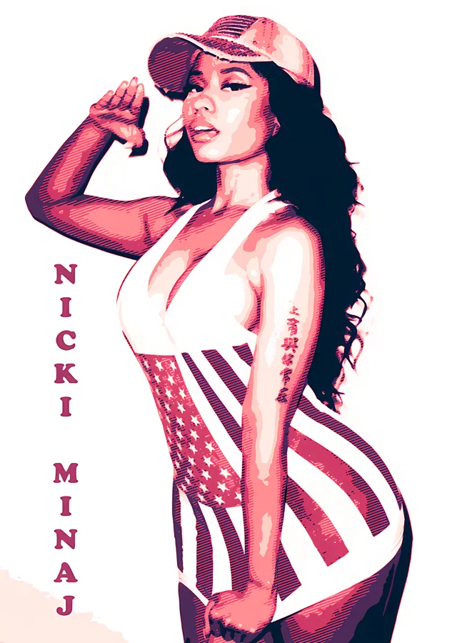 Nicki Minaj: Amerikan Bayrağı Pop Art metal tablo