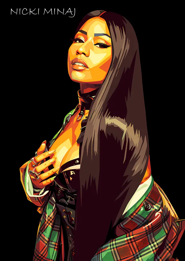 Nicki Minaj: Ekose Ceket Boyaması metal tablo