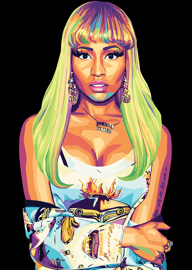 Nicki Minaj: Yeşil Peruk Pop Art metal tablo
