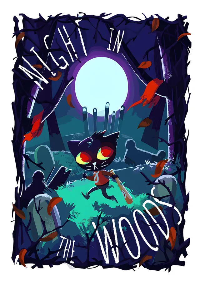 Night in the Woods: Ay Işığında Mae metal tablo