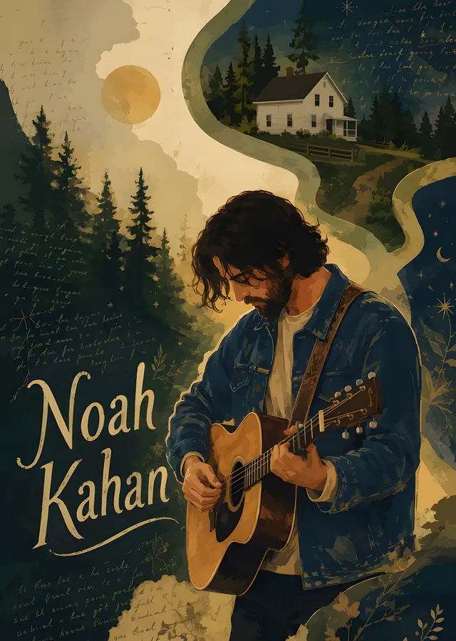 Noah Kahan: Ormanda Gitar metal tablo