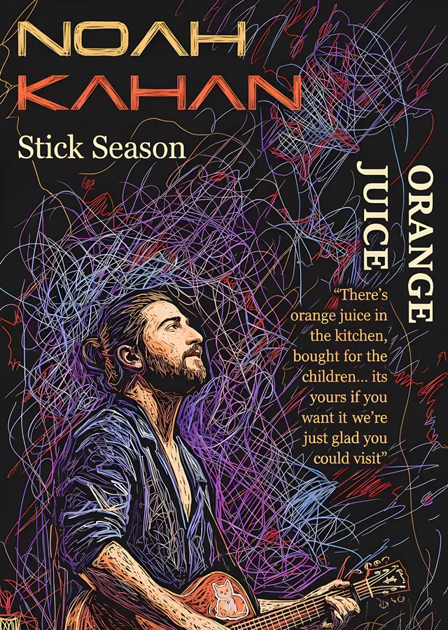 Noah Kahan: Stick Season Çizgi Portresi metal tablo