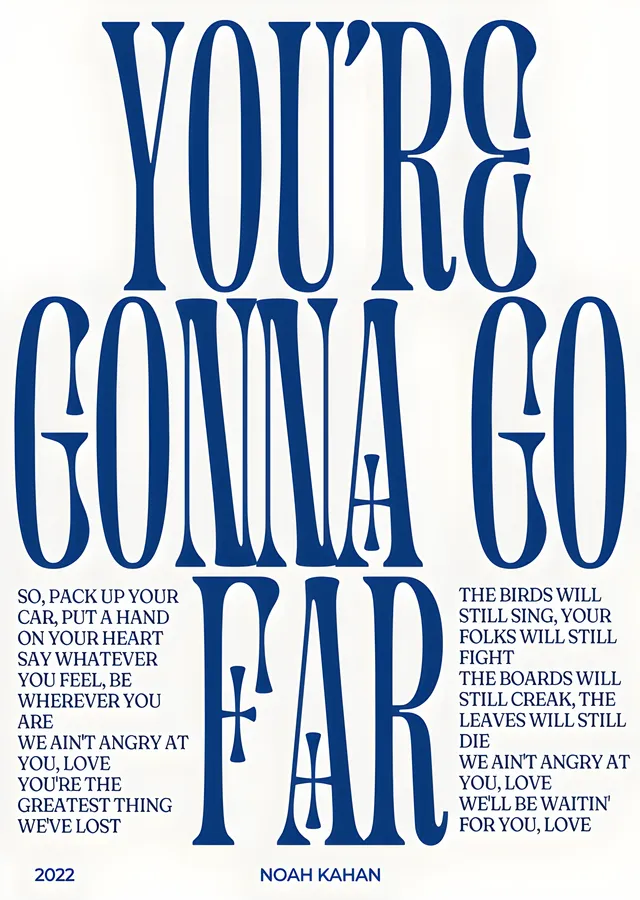 Noah Kahan: You're Gonna Go Far metal tablo