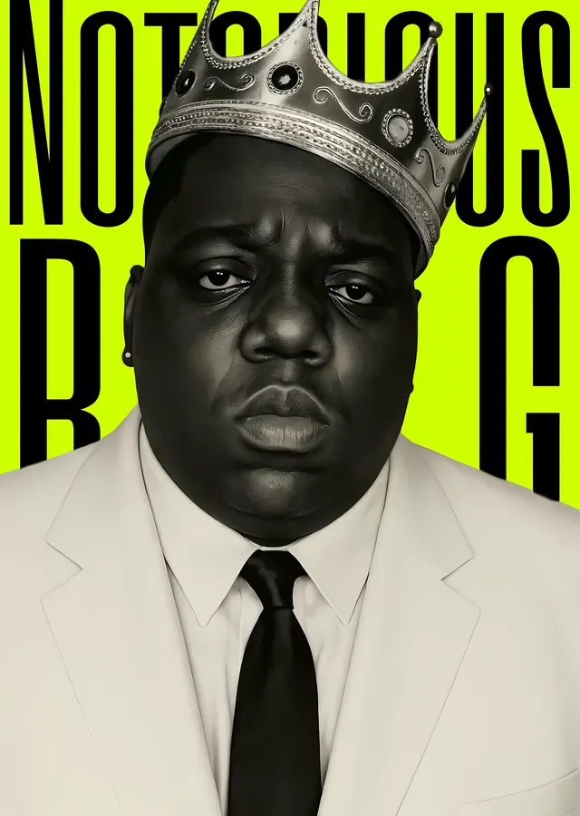 Notorious B.I.G.: Neon Yeşil Taç metal tablo