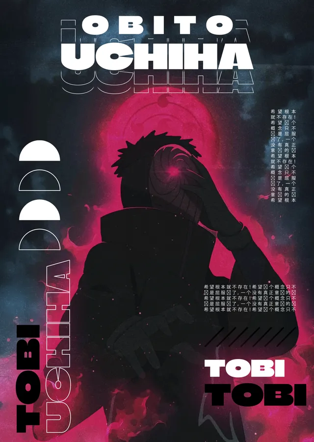 Obito Uchiha - Tobi Tipografi metal tablo