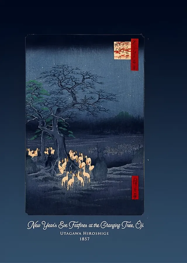 Oji'de Tilki Ateşleri - Hiroshige metal tablo