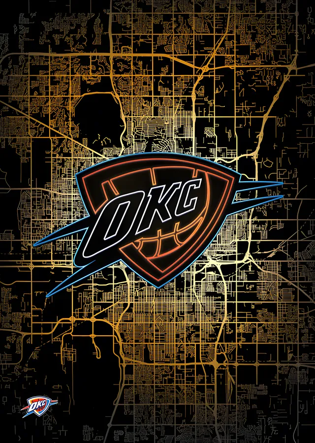 Oklahoma City Thunder - Şehir Haritası metal tablo