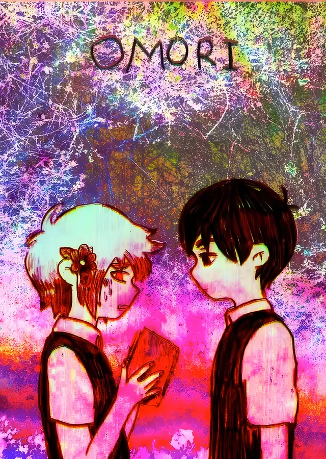 Omori: Neon Renklerde Kitap Uzatan İkili metal tablo