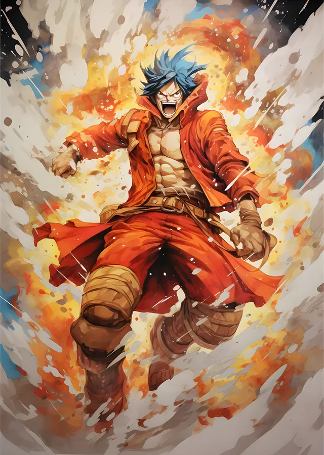 One Piece - Boya Sıçramalı Saldırı Anı metal tablo