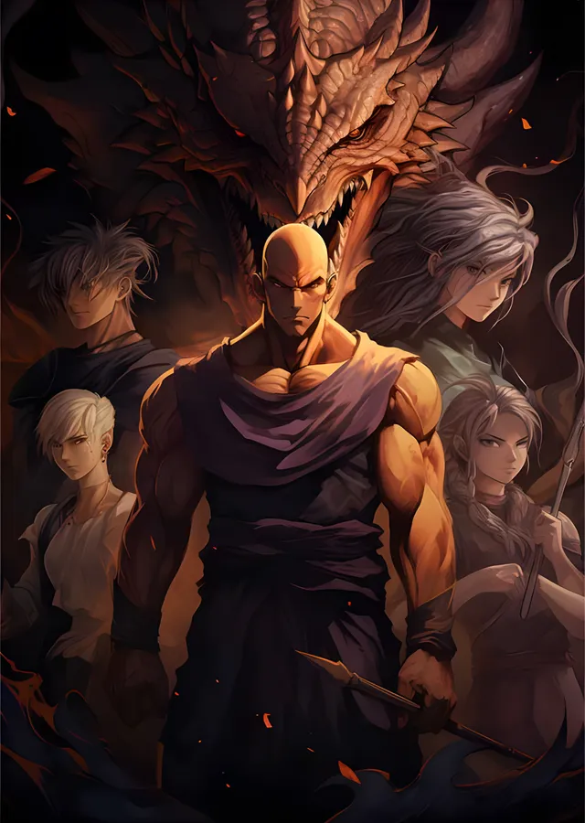 One Punch Man - Saitama ve Ejderha Gölgesi metal tablo