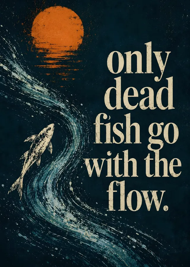 Only Dead Fish Go With the Flow - Turuncu Ay metal tablo
