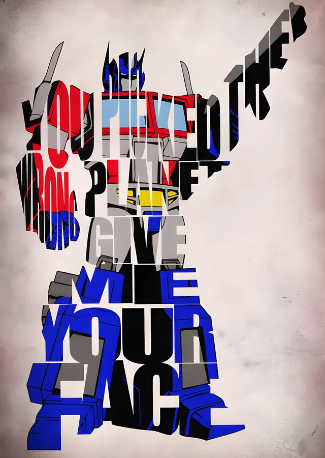 Optimus Prime - Tipografi metal tablo
